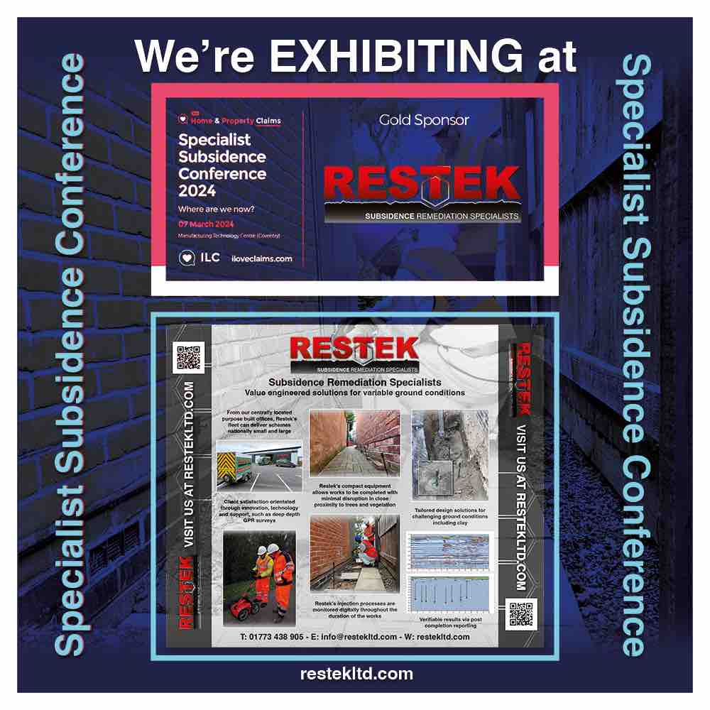 RestekUKLTD's tweet photo. Restek is EXHIBITING as a GOLD Sponsor at The Specialist Subsidence Conference - 7th March 2024 in Coventry. 🏚️🏠
 
Click here for more information https://t.co/VH3asGVhMn or see our website News section!

#SubsidenceResinInjection 
#SubsidenceStabilisation 
#RestekUKLimited https://t.co/zncsJVp1xf
