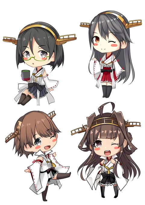 #ミニの日ミニの日らしいので、ミニだけに、金剛4姉妹デフォルメ絵を!気合入れて描いたの思い出しますので、これでなんか作りたいですね。 