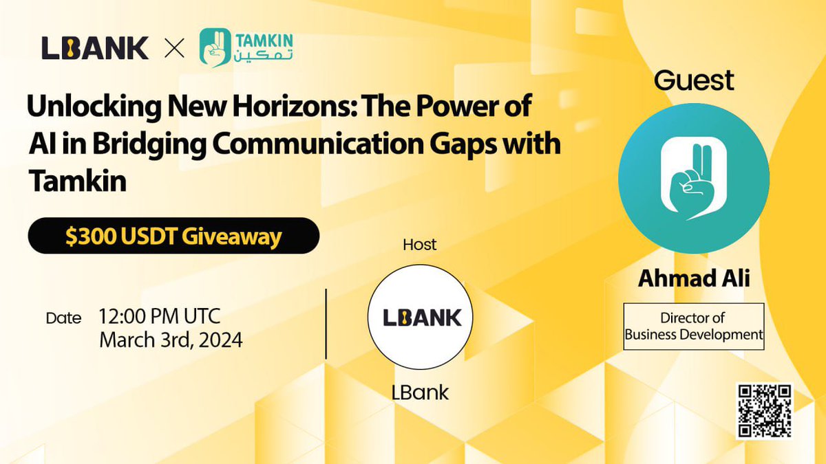 🎙 Join us for the #XSpace with $TSLT  

🗣 Guests: Ahmad Ali Director of
Business Development at <a href="/tamkinTSLT/">Tamkin</a>

👉🏻 Set your reminder here: x.com/i/spaces/1djxX…

🎁$300 $USDT for grabs:
1️⃣Follow <a href="/LBank_Exchange/">LBank.com</a> &amp; <a href="/tamkinTSLT/">Tamkin</a> 
2️⃣Join Telegram: t.me/tamkinsl
3️⃣Fill out: