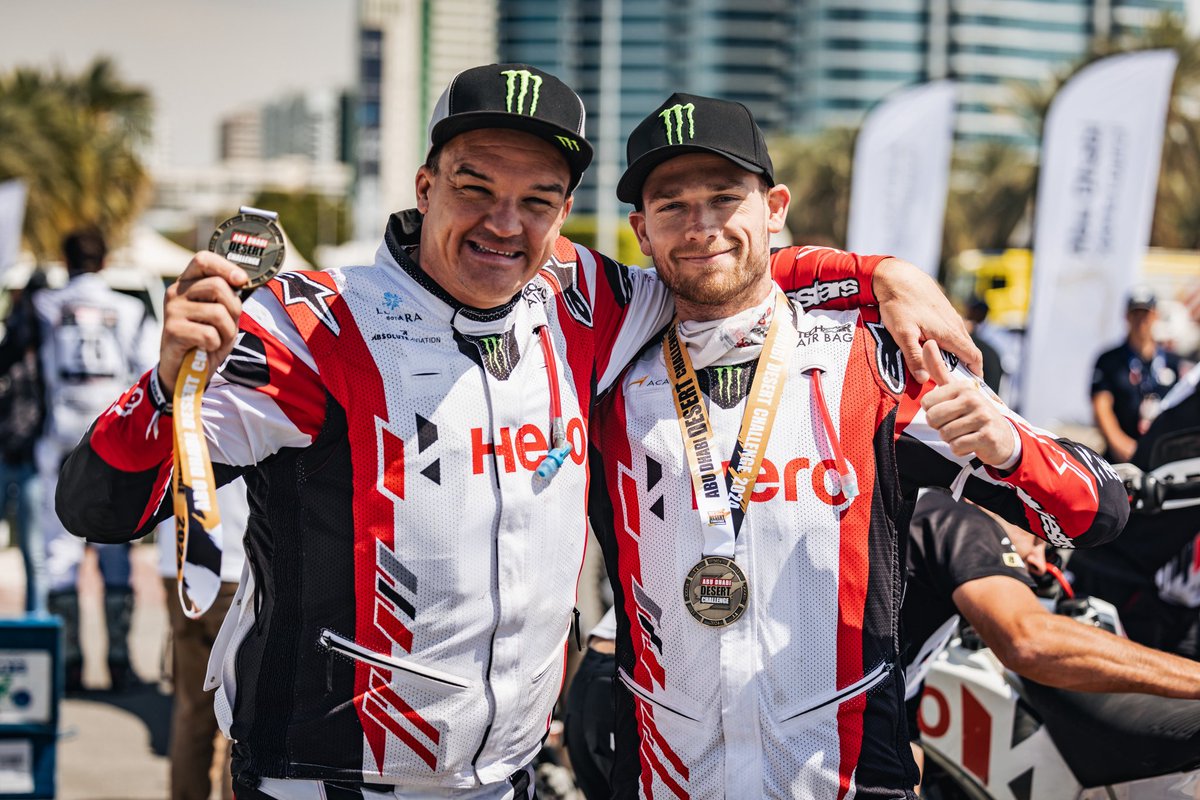 Hero MotoSports Team Rally wins the 33rd edition of the Abu Dhabi Desrt Challenge! 🏆🔥

Here are a few ‘Firsts’ that we've clinched:
👉🏻 Our first triumph at a World Championship race
👉🏻 First time leading the Manufacturer rankings 
👉🏻 First time leading the Rider rankings