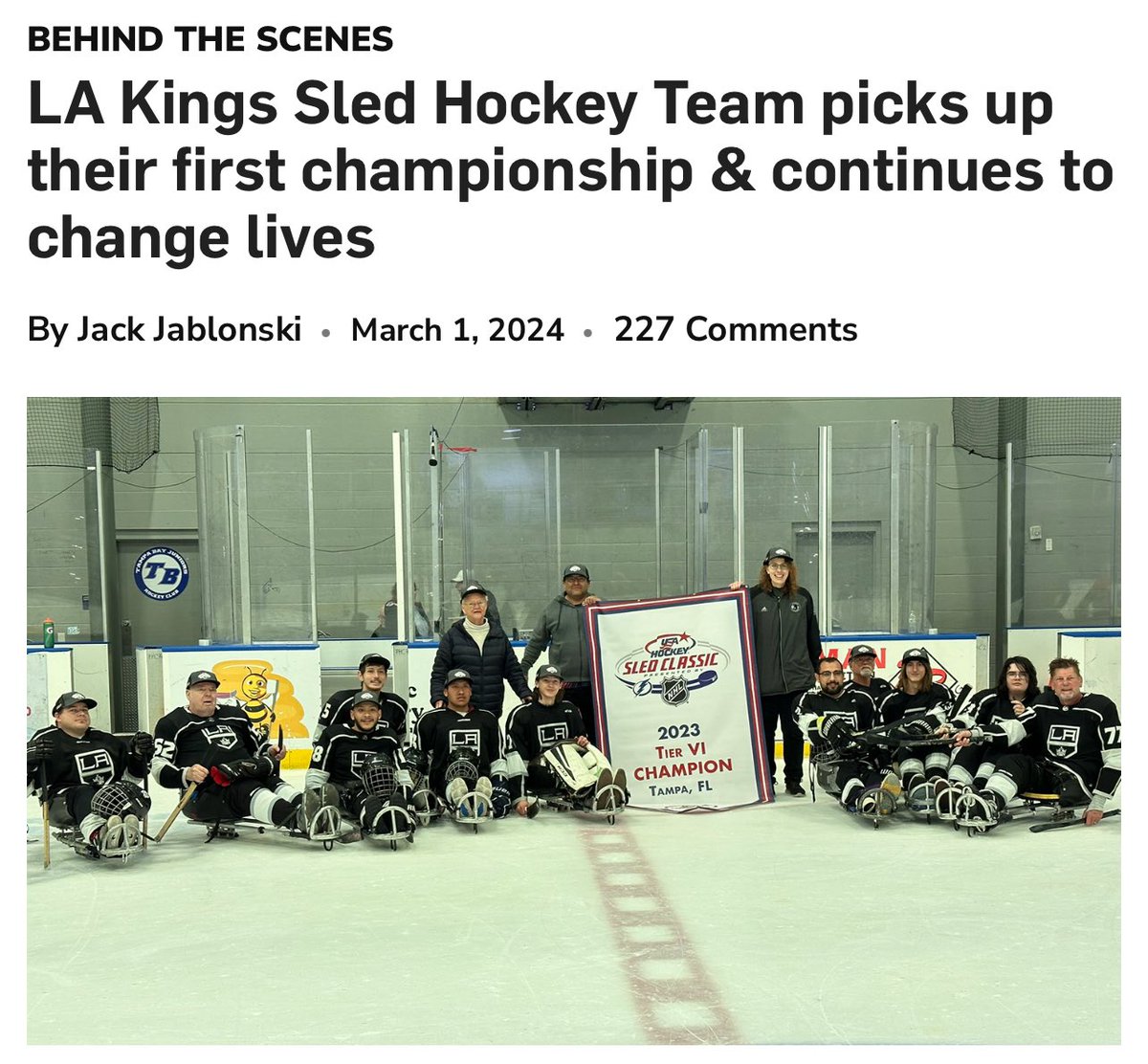 Congrats to Spartan teacher Christie Jenkins and San G Alumnus Nick Jenkins on their LA Kings Sled Hockey team… fantastic article!  lakingsinsider.com/2024/03/01/la-…