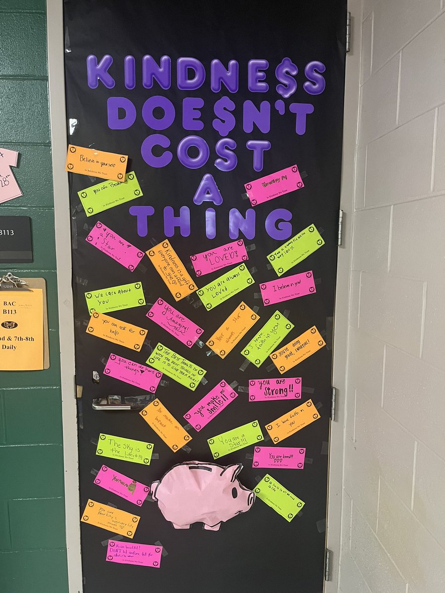 Jennifer_Hogan's tweet photo. This week our district celebrated Be Kind Week, and we decorated doors in our school as one of the activities. Here are a few that will leave you inspired! #BeKindWeek #HCSstrong #HooverBUCS https://t.co/kgUqZhmuFW