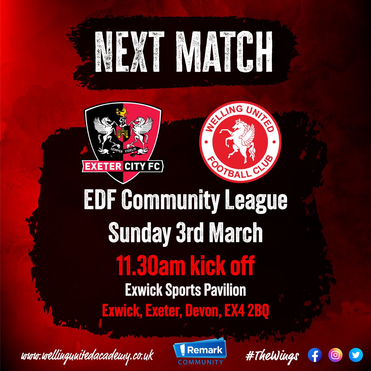 Tomorrow, we have got a game away to Exeter City Deaf FC, come on Wings!! 🔴⚪️
#WingsFamily
#WeAreWings
#AllInThisTogether
#WellingUnited
#WUDFC
