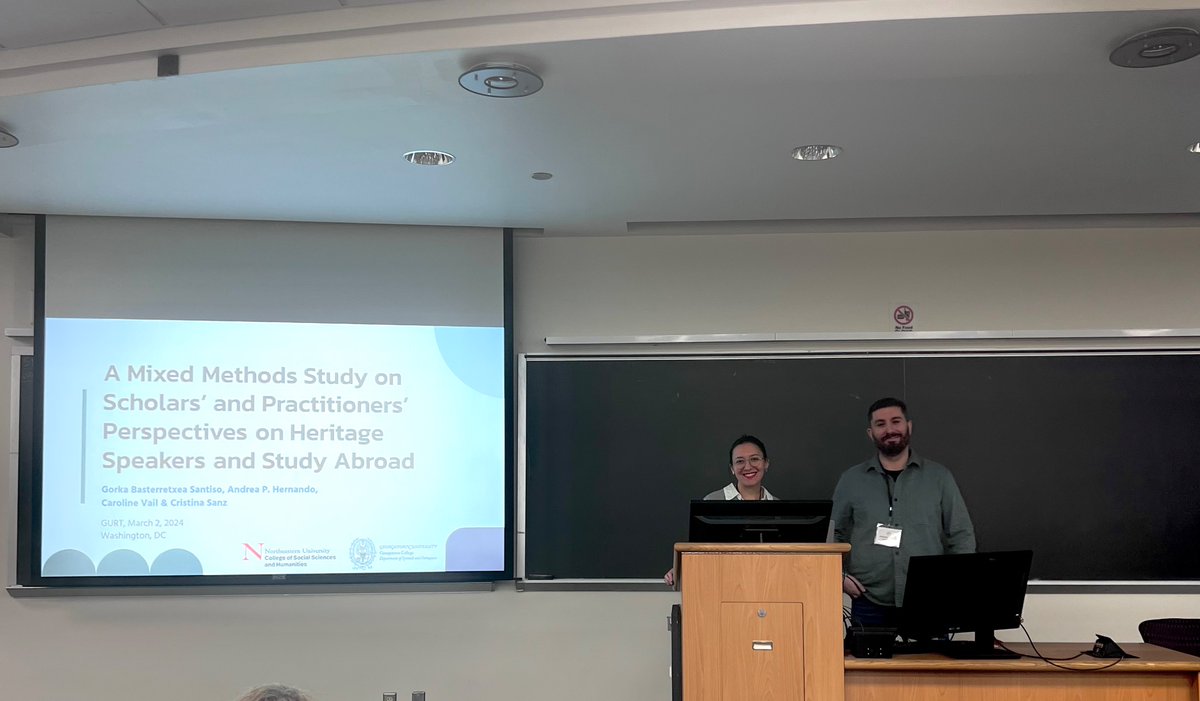 Diving deep into perspectives on heritage speakers and study abroad at #GURT2024! Join Gorka Basterretxea Santiso, Andrea Hernando, Fatima Ventura Ramirez, Caroline Vail &amp; Cristina Sanz for a mixed methods study. Scholarly insights and practitioner perspectives await! 📚🌐