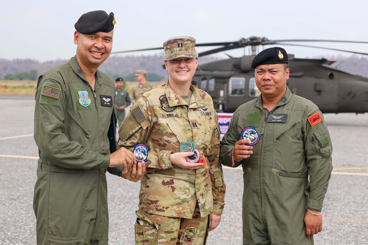 2-158th Assault Helicopter Battalion, conduct staff introductions and patch exchange with Royal Thai Army allies from 9th Aviation Battalion for #ExerciseCobraGold2024. Operating side-by-side with partner and allied forces, is a demonstration of the U.S. commitment to our allies.