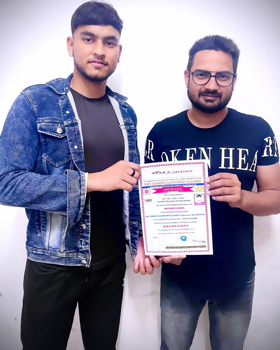 One More Student 👨‍🎓 Certified By Our Institute 
#tgtcareerlauncherclasses #himmithakur #certificate #certificates #certificated #certifícate #certificatecourse #certificatecourses #certificateprogram #firstcertificate #msexcel #msexceltips #computereducation #computercourse