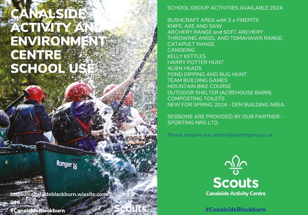 Is your SCHOOL looking for outdoor sessions in 2024? Our partner @sporting_nrg provides schools from across Lancashire a wide range of professionally led activities at Canalside Activity and Environment Centre. For more details please email: admin@sportingnrg.co.uk