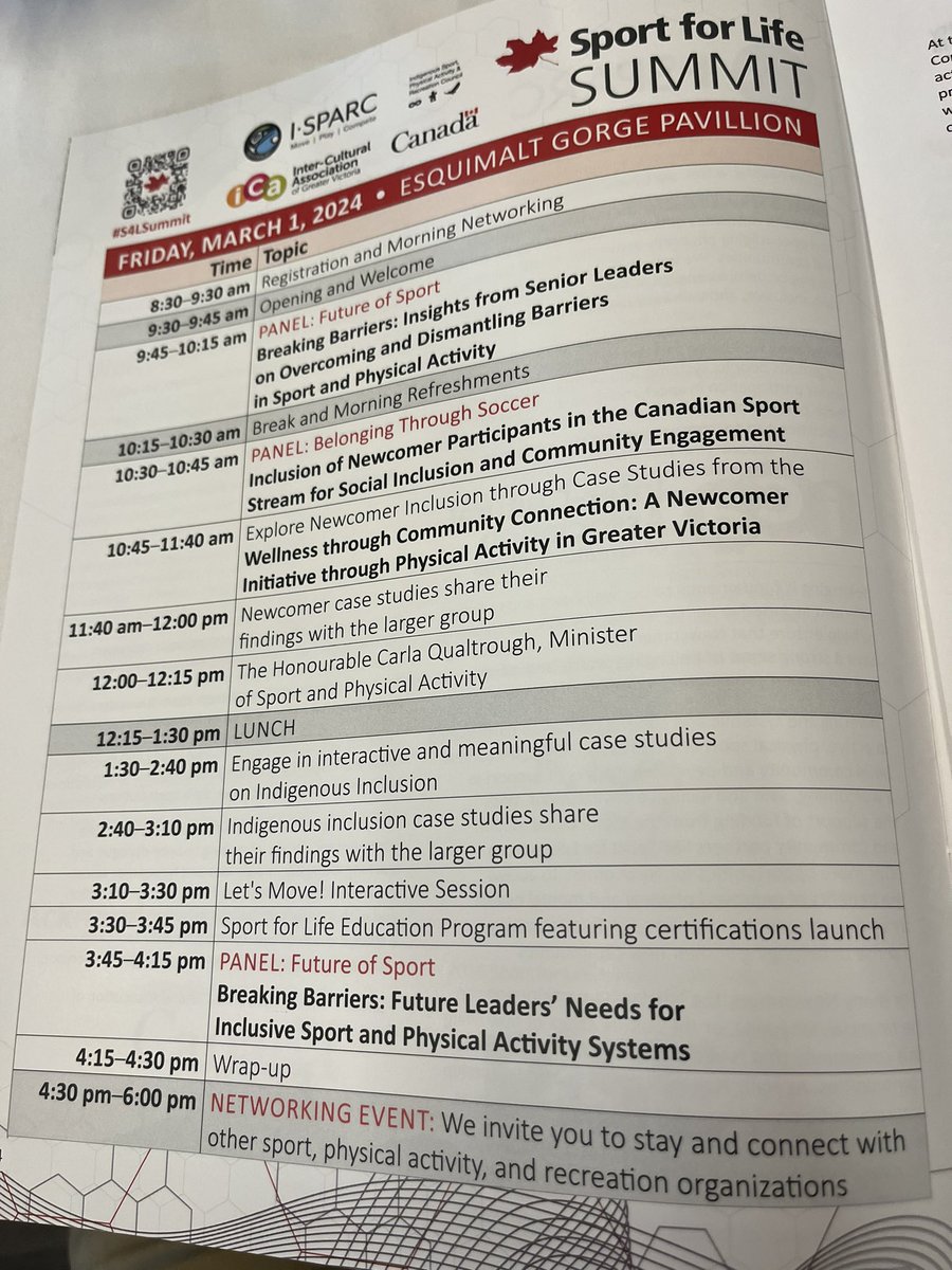 Zach Bauld (@zbauld3) on Twitter photo Thankful to have attended the <a href="/SportForLife_/">Sport for Life</a> summit yesterday in Victoria, BC.
Inspiring panel presentations, engaging case studies & meaningful discussions about the importance of inclusion in sport and physical activity!
#S4LSummit #EveryoneBelongs #Sport4All Thankful to have attended the <a href="/SportForLife_/">Sport for Life</a> summit yesterday in Victoria, BC.
Inspiring panel presentations, engaging case studies & meaningful discussions about the importance of inclusion in sport and physical activity!
#S4LSummit #EveryoneBelongs #Sport4All