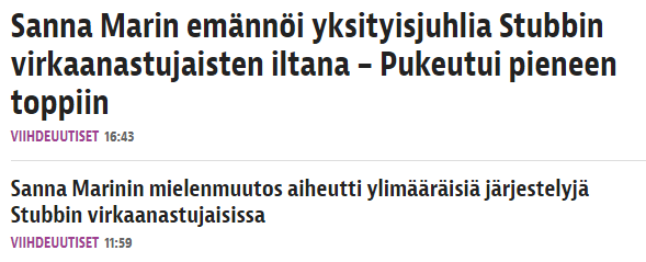 mä en tiedä miks enää avaan iltalehtee ollenkaan, ku joka kerta etusivulla on jotain tämmöstä "kattokaa taas se Sanna tekee jotain tommosta" -skandalisointia :D oksettavaa