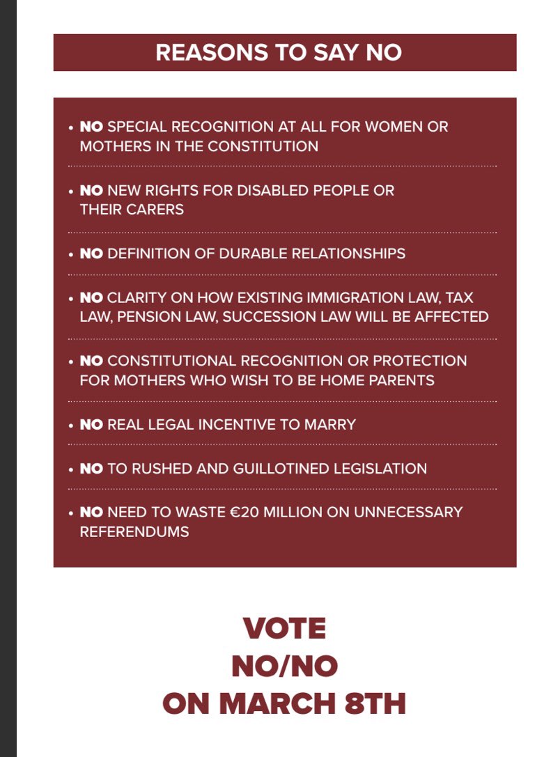 JamesD74431175's tweet photo. Do the right thing on March 8th. Vote NO/NO. Keep 'woman' and 'mother' in the constitution. Reject nonsense like 'durable relationships'. #VoteNoNo 
#VoteNoRef24 https://t.co/ON5l6wol6Q