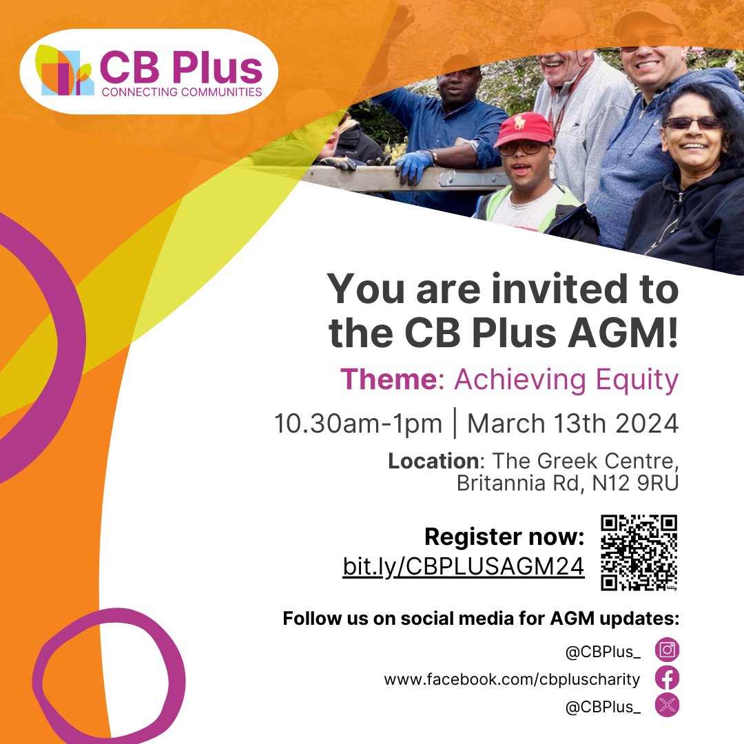 We’re excited to be a part of the #CBPlusAGM for talks on #AchievingEquity by Councillor Beg, Dr. Adeola Agbebiyi, & Joyce Mbewe. There will be workshops, roundtable discussions, and lunch! 🍽️ Register: bit.ly/CBPLUSAGM24 or email info@cbplus.org.uk for Zoom. See you there!