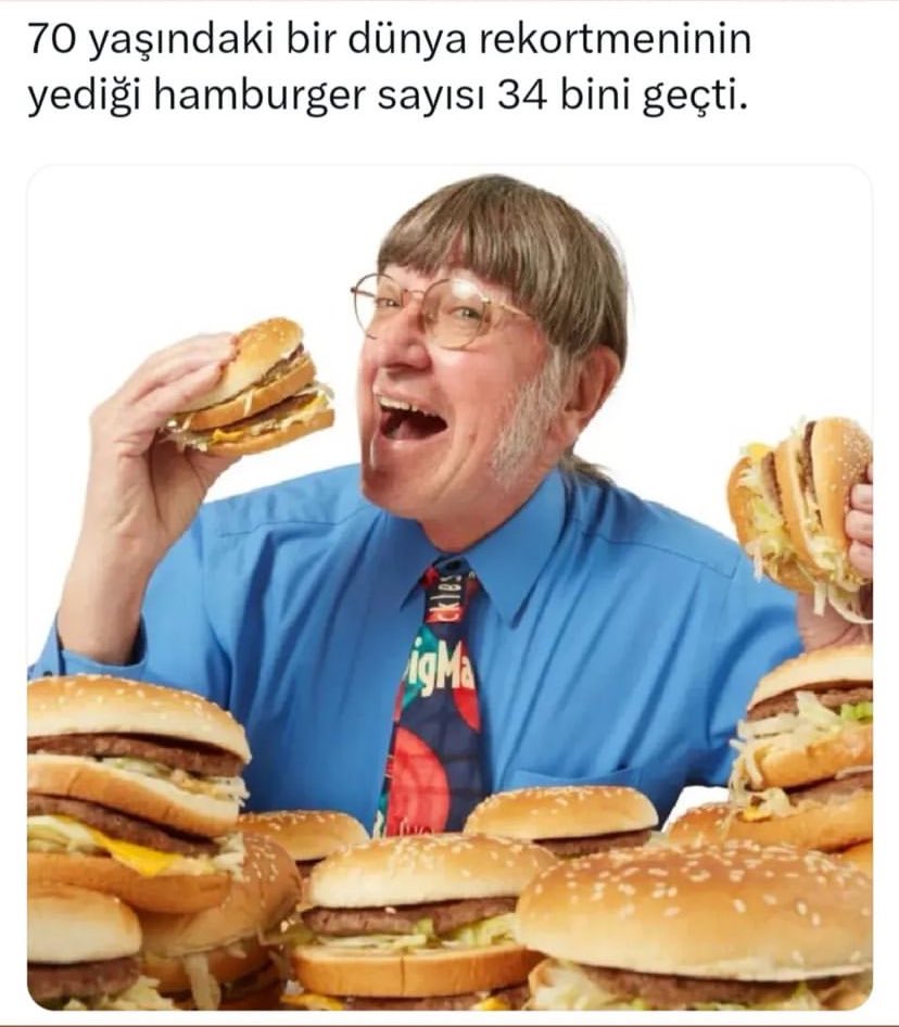 70 yaşındaki bir dünya rekortmeninin yediği hamburger sayısı 34 bini geçti.
#LazioMilan #memecoin #PitBabe1stFanMeet #shiba #SingaporeTSTheErasTour #sneachta #YolandaMonyai #Bitcoin #DunePart2 #DunePartTwo #BahrainGP