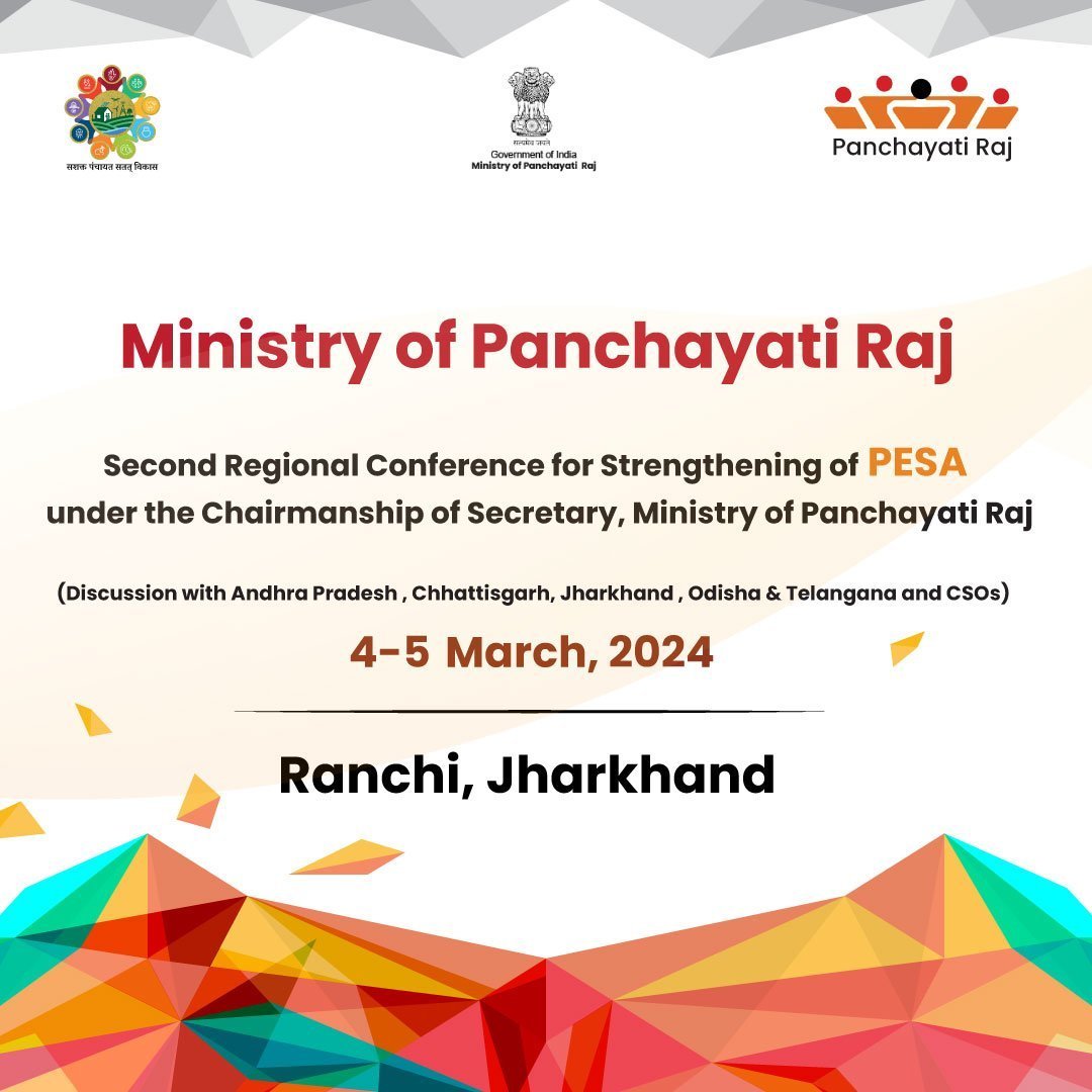The Provisions of the Panchayats (Extension to Scheduled Areas) Act, 1996 #PESA_Act:

➡️ provides a central role to the village recognizing a habitation to be a natural unit of the community
➡️ recognizes its #GramSabha as the primary governing body

#PESAConference #MoPR #Ranchi