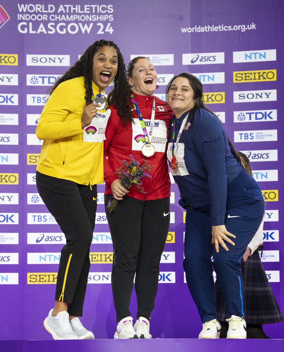 Gary Mitchell (@garymitchphoto) on Twitter photo Yemisi Ogunleye (Germany Silver), Sarah Mitton (Canada Gold) and Chase Jackson (USA Bronze) shot put medal ceremony at the World Athletics Indoor Championships, Emirates Arena, Glasgow, Scotland UK. 1st/3rd March 2024. Photo Gary Mitchell. <a href="/wicglasgow24/">WICGlasgow24</a> <a href="/mitt_sarah/">Sarah Mitt</a> Yemisi Ogunleye (Germany Silver), Sarah Mitton (Canada Gold) and Chase Jackson (USA Bronze) shot put medal ceremony at the World Athletics Indoor Championships, Emirates Arena, Glasgow, Scotland UK. 1st/3rd March 2024. Photo Gary Mitchell. <a href="/wicglasgow24/">WICGlasgow24</a> <a href="/mitt_sarah/">Sarah Mitt</a>