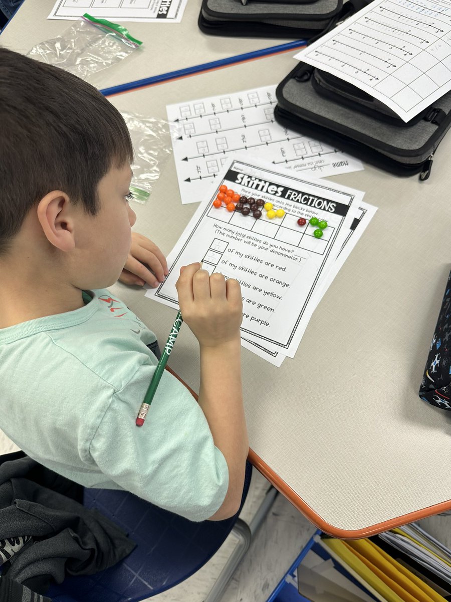 DJHubbell's tweet image. Math is more fun with @Skittles 🌈 #fractions #3rdgrade @CarrsvilleES