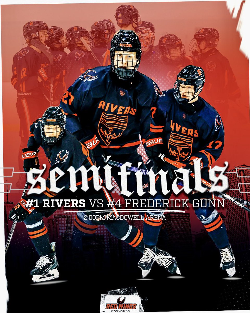 ‼️Gameday‼️ Boys Hockey hosts Frederick Gunn in the NEPSAC Semifinals. Livestream: youtube.com/@riversathleti…