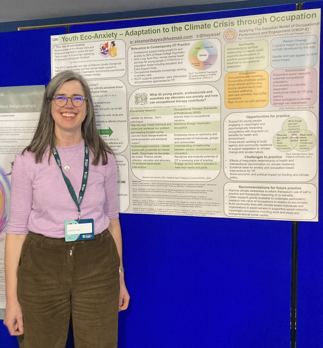 Eleanor (@hayesel) on Twitter photo A great experience presenting my undergraduate research at #RCOTMHSS24 on the potential for occupational therapy to support young people adapting to the realities of climate emergency. Drawing on awesome research including <a href="/ClimateCares/">Climate Cares</a> @carolinehickma
Thanks <a href="/RCOT_MH/">RCOT Mental Health</a> <a href="/AMCorrie/">Anne Marie Langan</a> A great experience presenting my undergraduate research at #RCOTMHSS24 on the potential for occupational therapy to support young people adapting to the realities of climate emergency. Drawing on awesome research including <a href="/ClimateCares/">Climate Cares</a> @carolinehickma
Thanks <a href="/RCOT_MH/">RCOT Mental Health</a> <a href="/AMCorrie/">Anne Marie Langan</a>