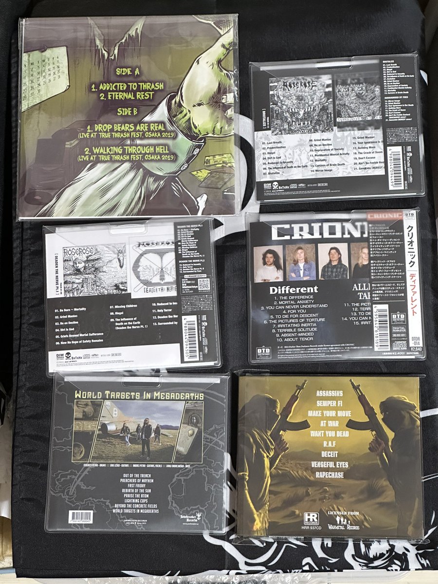 shishineko44225's tweet image. #昨日まで聴いていたメタル盤💿 

#HIDDENINTENT🇦🇺
#ADDICTEDTOTHRASH
#7inchvinyl  #EP
#THRASHMETAL
#GROOVEMETAL

#ROSEROSE🇯🇵
#BRUTALIZE
#COMPLETEDEADENTHENERVE
#HARDCORETHRASHMETAL
#DEATHRASHMETAL

#CRIONIC🇨🇿
#Different
#AllegoricTableau
#DEMO #COMPILATION #REISSUE
#THRASHMETAL 
↓