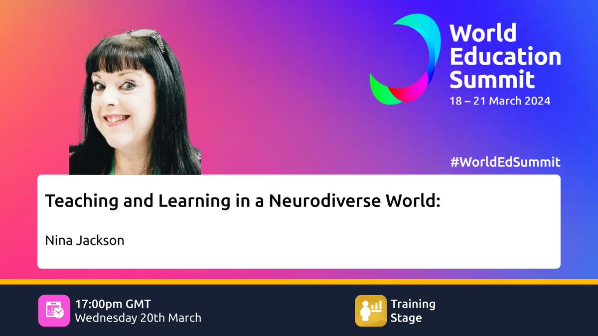 Save the date. Set your alarms. March 20th at 17.00hrs I’ll be speaking at the #worldeducationsummit2024 on ‘Teaching and Learning in a Neurodiverse World’ representing @ITLWorldwide #neurodivergent #neurodiversity #teaching #learning #autism #adhd @WorldEdSummit