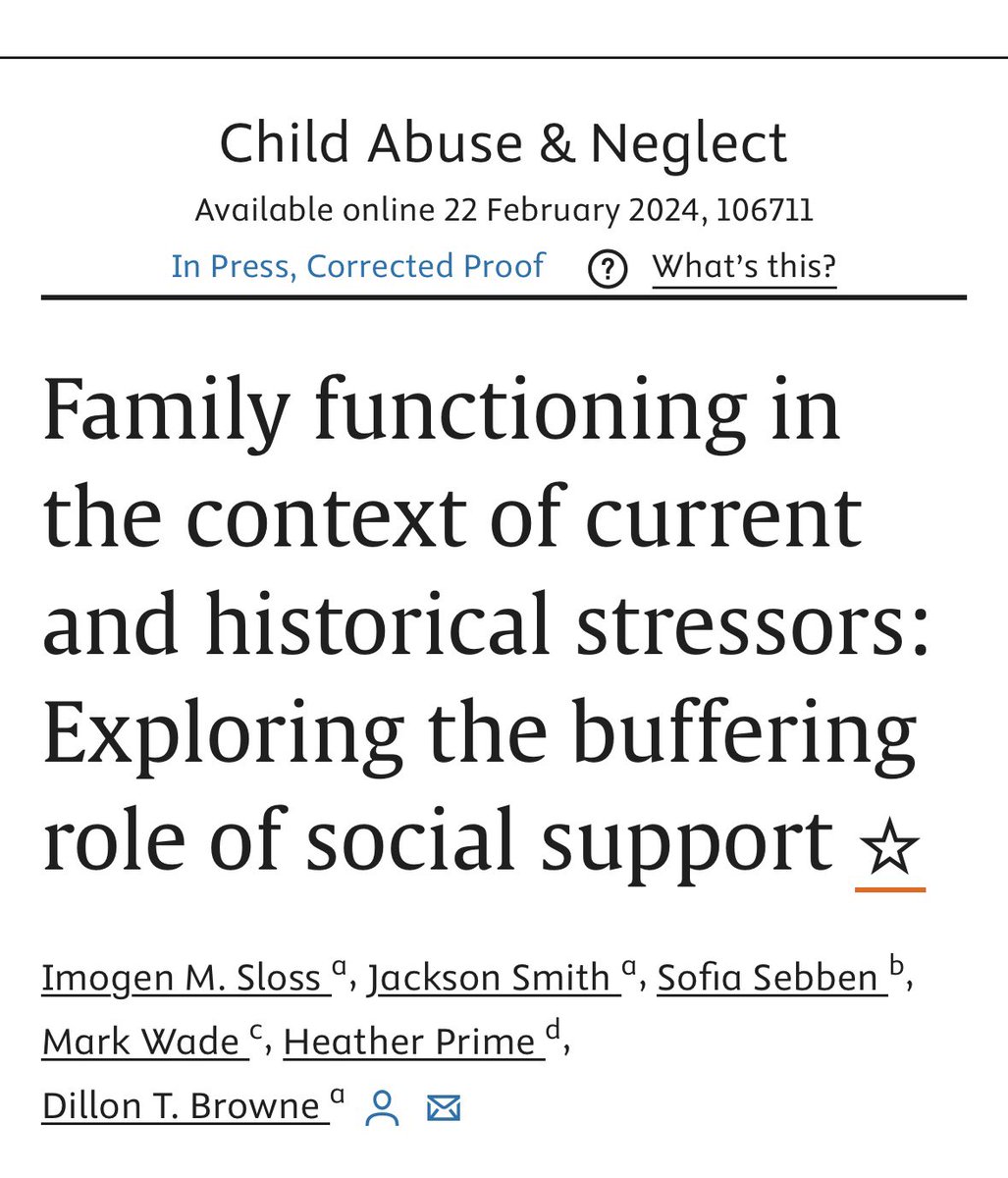 New study! We found that social support may be protective against concurrent stressors during the pandemic in relation to family functioning, though this buffering depends on historical levels of adversity! For more details: sciencedirect.com/science/articl…