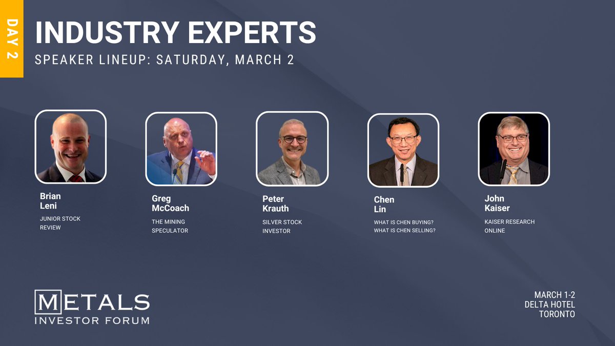 Check out our speaker lineup for day two! Hear from industry experts and their favorite juniors. Register now: bit.ly/4bEMeMv #MIF2024 #mininginvestment