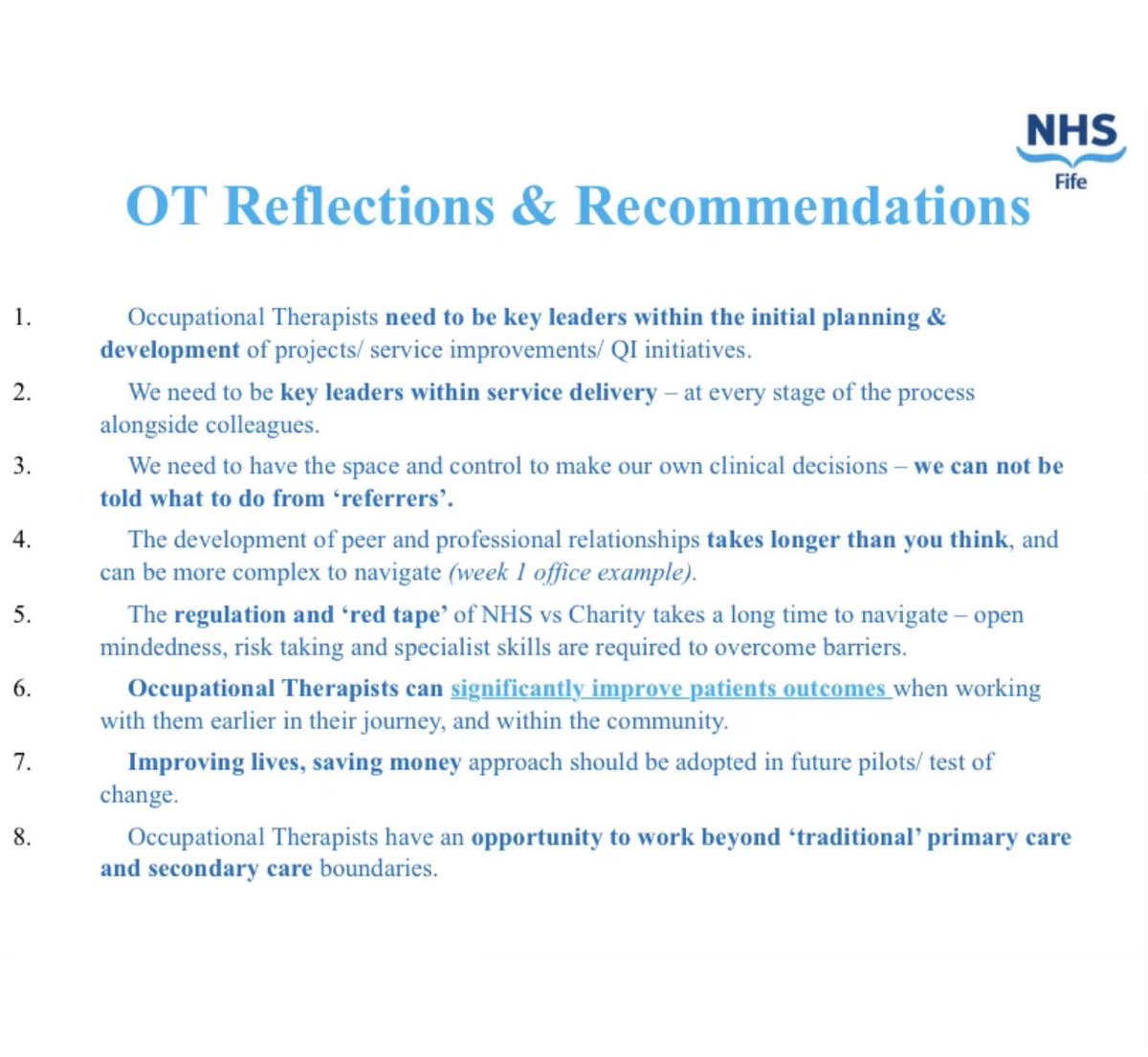 Some of my top slides from the @RCOT_MH conference in London = why primary care? Why not 3rd sector/ heart of the community?…positive external project evaluation… NHS OT report in addition to this..several OT reflections & recommendations. Key message: Occupational Therapists