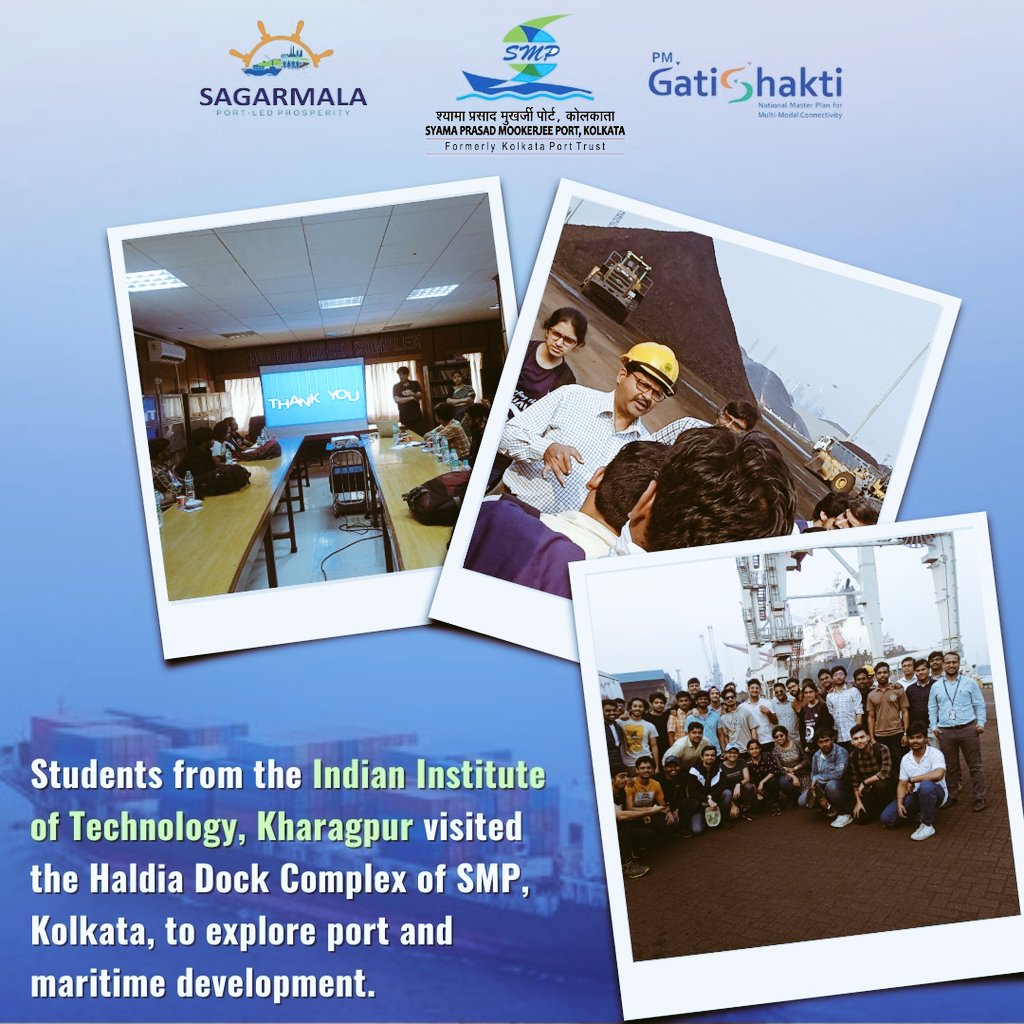 SMPort_Kolkata's tweet image. @SMPort_Kolkata is delighted to welcome the talented B.Tech and M.Tech students from @IITKgp on 2nd March, 2024 to the #HaldiaDockComplex . This visit offers them valuable insights into #portoperations and #maritimedevelopment. #SMPForEducation