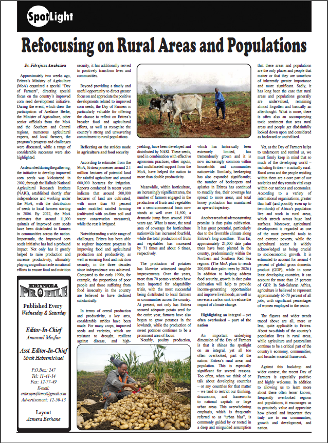 uniceferitrea's tweet image. 🌱#Eritrea's government prioritizes rural development and food security! 🌾👏🏽 It aligns perfectly with #complementaryfeeding initiatives, a key focus of @UNICEF, ensuring children's nutrition and health in communities. #DayofFarmers #RuralDevelopment 

🔗shorturl.at/dkuFT