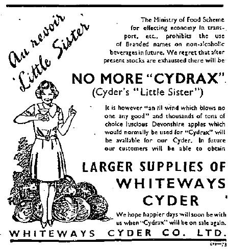 MickHayes1's tweet photo. Interesting #SWWad for Whiteways Cyder announcing the #pooling of soft drink industry (end of brand names), also implying #concentration (limiting production to key factories and types of drinks) by mentioning availability of apples to make alcoholic product #History https://t.co/RJ8oIMShjh