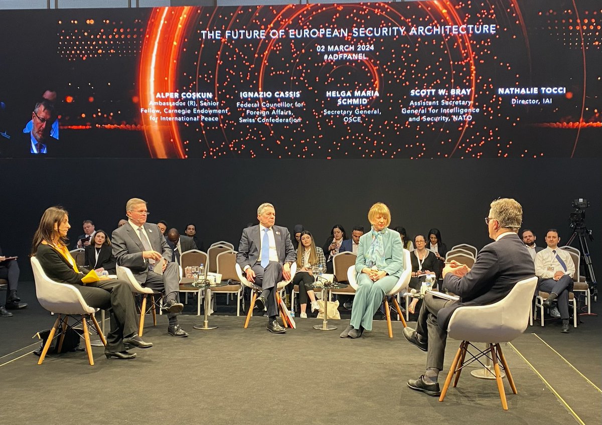 Enjoyed #FutureofEuropeanSecurityArchitecture panel at #ADF24 today. #NATO has evolved over 75 years to address security needs of 1B who live in the Alliance. War revolutionized our military strategy; terrorism, climate change, hybrid threats also drive our approach. #WeAreNATO