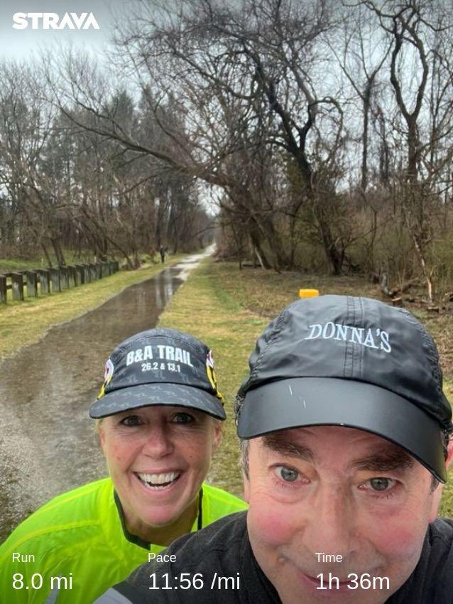 GriffinJL88's tweet photo. 8 very soggy miles this Saturday morning!  No one else showed up but Alan for this one. Notice the trail is pretty much underwater but we did it. #NAFlagvisorWW #runhappy https://t.co/qe1yCLd6NX