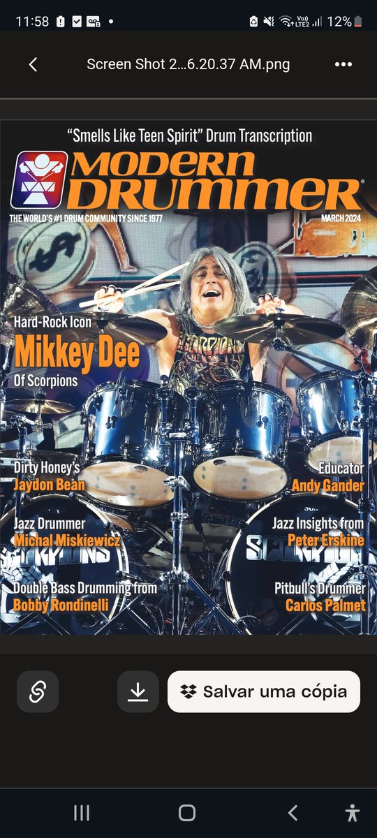 Congrats Mikkey ....its a honor being your drum technician #moderndrummer #scorpions #mikkeydee #drums