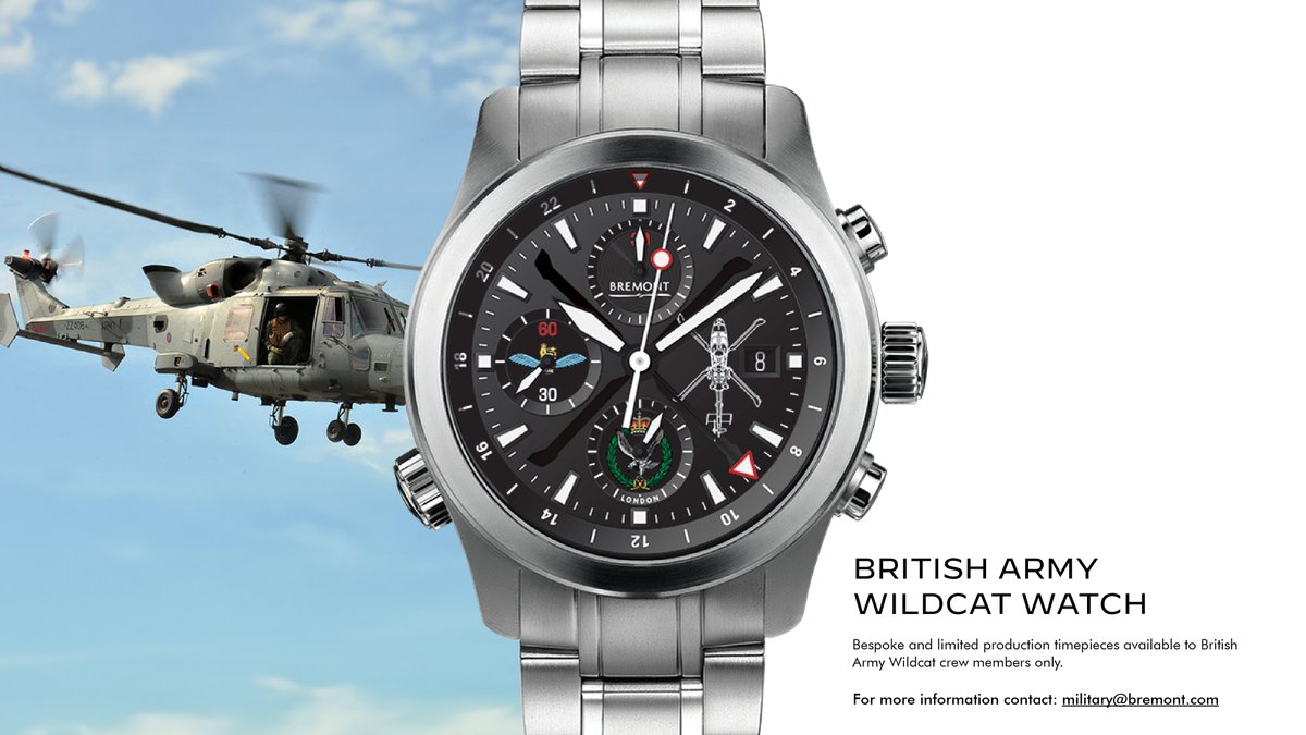 Bremont acknowledges all British Army Wildcat crew members with this bespoke timepiece. Available to all who have served from this helicopter, each watch can be supplied with a bespoke rotor or black DLC case. For enquiries, contact military@bremont.com #Bremont #britisharmy