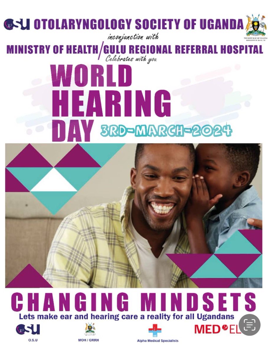 osuganda1's tweet image. Every year on 3rd March we celebrate World Hearing day. This year's celebrations will be held at Gulu Regional Referral Hospital. Do not miss out on free consultations and hearing screening. @FLalango @CesarOtim @aminah002 @isaacmukiibi19 @MinofHealthUG