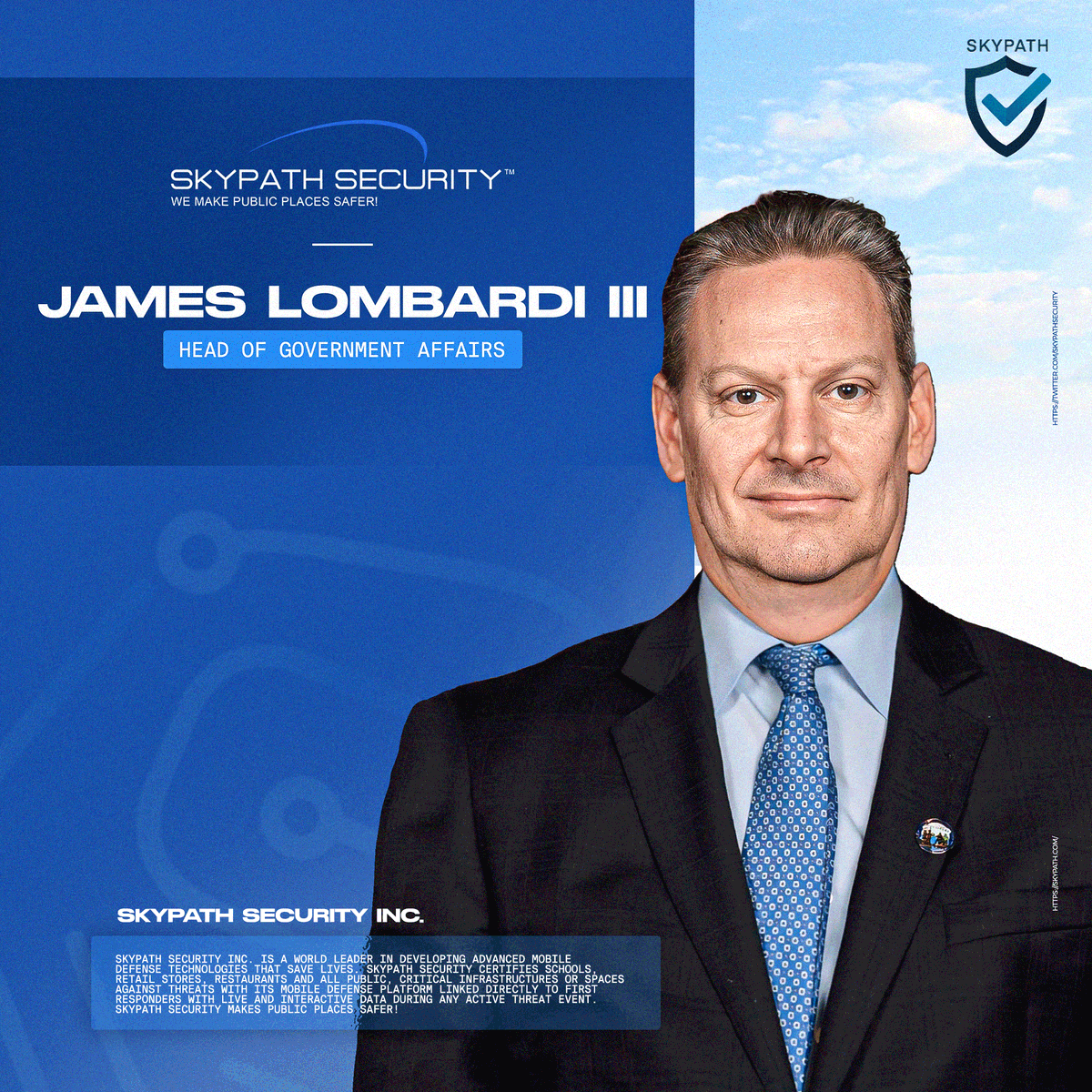SkypathSecurity's tweet image. 🚨Team Spotlight🚨

Introducing James Lombardi III, Skypath Security's Head of Government Affairs!

James currently serves as City Treasurer and Senior Advisor to the Providence City Council in Rhode Island, and was previously the city’s internal auditor. He also sits as Chair