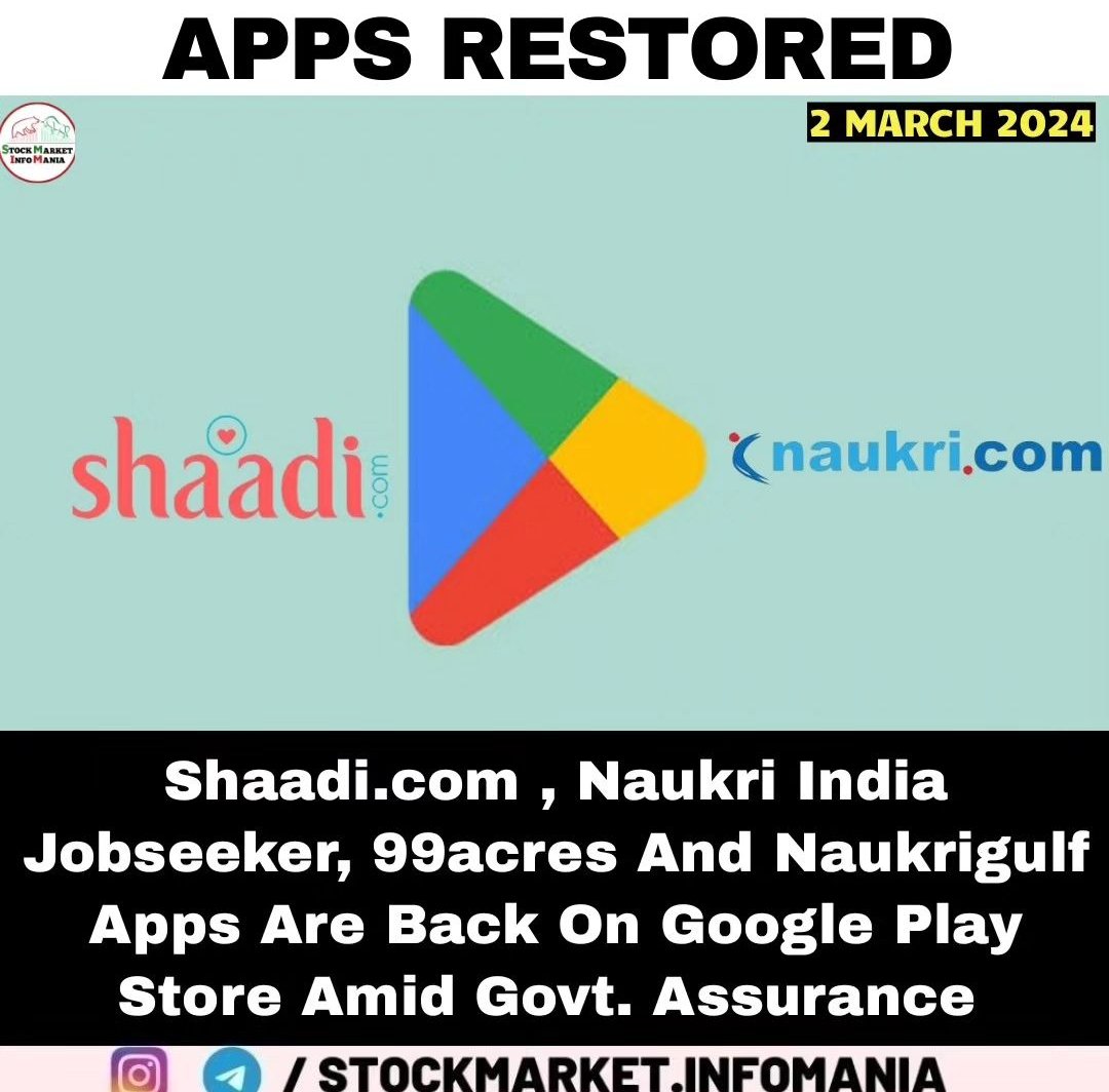 stockaajorkal's tweet photo. #Naukri #Shaadicom #Anupammittal #Infoedge #Googleplaystore https://t.co/unsBg2h400