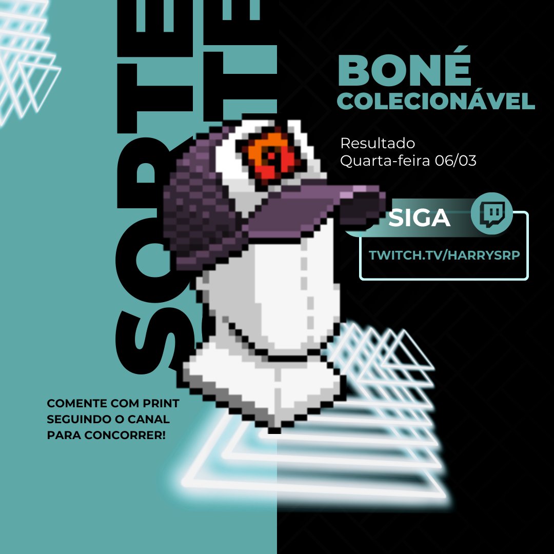 🧢 SORTEIO BONÉ COLECIONÁVEL 🧢

Um vencedor! 

🔸Passo 1: RT + FAV
🔸Passo 2: Siga o canal na twitch: twitch.tv/harrysrp
🔸Passo 3: Tire um print seguindo o canal e coloque nos comentários abaixo.

Siga todos os passos para concorrer.
- Resultado Quarta-feira 06/03
#Habbo