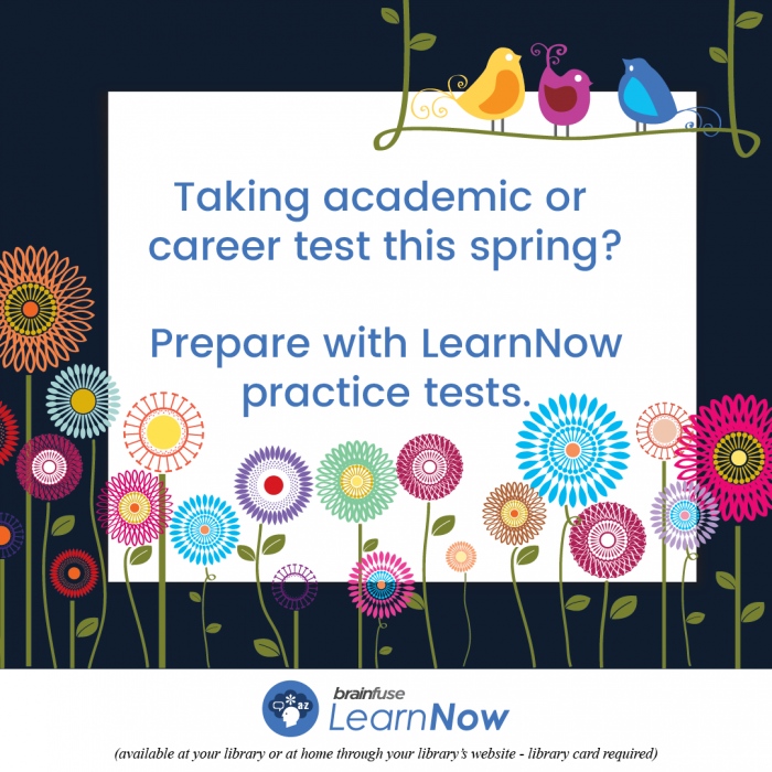 Prepare for upcoming tests by taking a practice test online. Continue building your skills with lessons and videos. #BrainfuseCommunity #librariestransform #whatlibrariesdo #learnnow #onlinelearning #distancelearning #practicetests