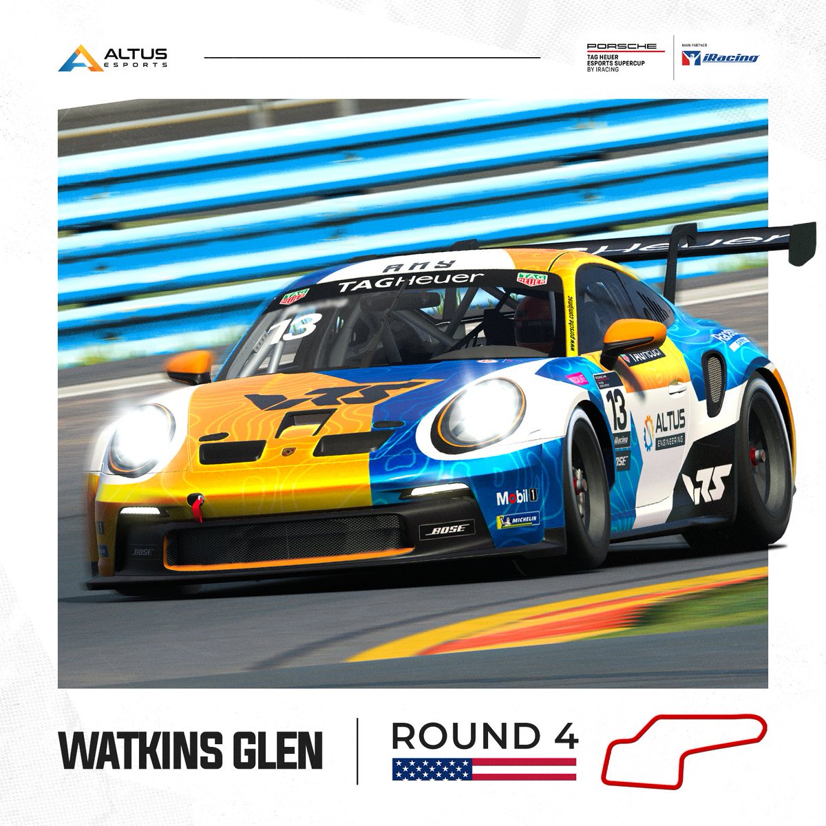 We've hit the halfway point of the season, so it's time for something different with a tournament style format in PESC. It's going to fast and frenetic. Break out the popcorn and check it out! Twitch.tv/iracing #WeAreAltus @iRacing @PorscheRaces