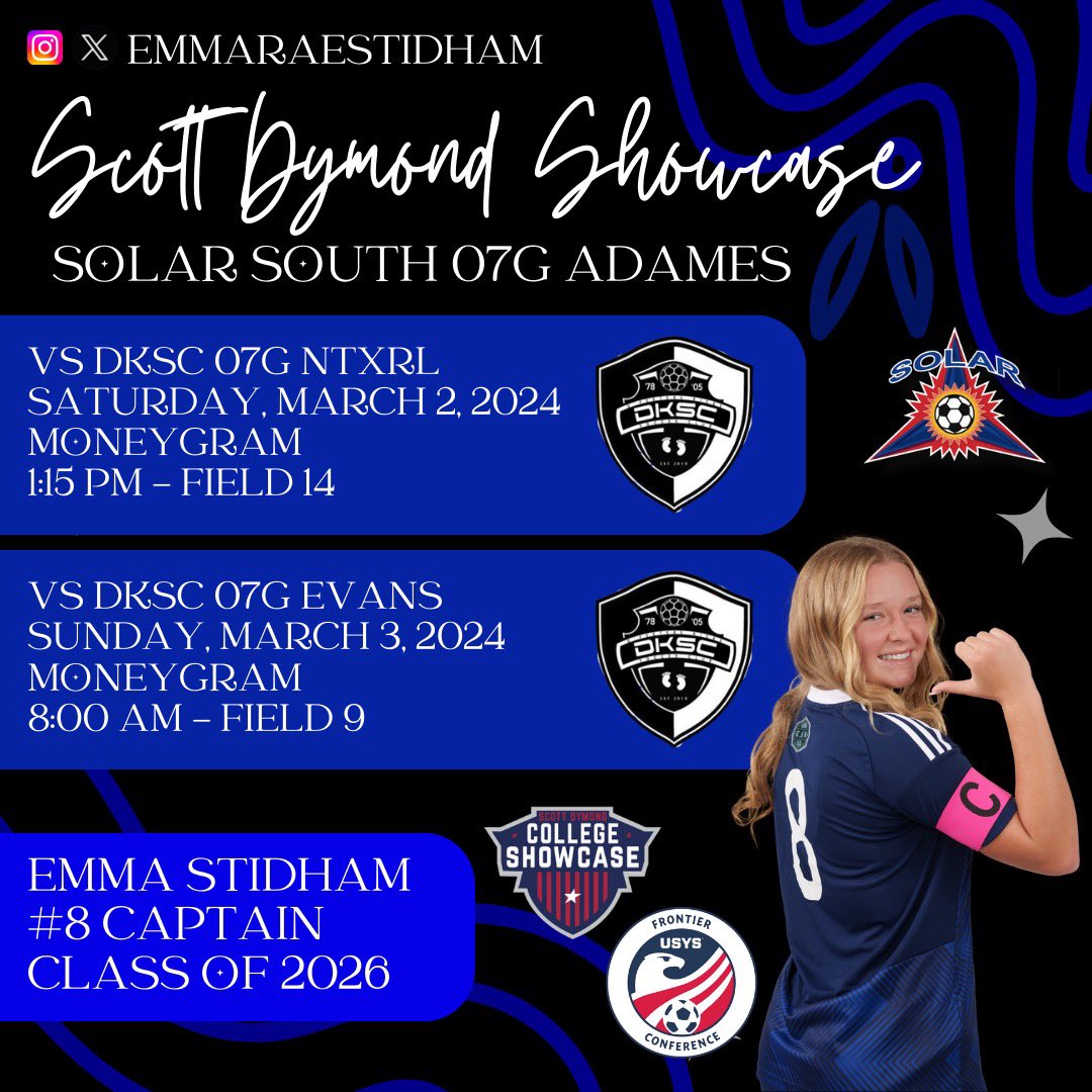Emma Stidham (@emmaraestidham) on Twitter photo It’s been a while… <a href="/SolarSoccer07G/">SolarSoccer07GAdames</a> is geared up and ready to go!! Let’s get this showcase started!! ⚽️💙☀️ <a href="/SolarSoccerClub/">Solar Soccer Club</a> <a href="/ImYouthSoccer/">ECNL/GA/Recruiting/College Soccer</a> <a href="/USYouthSoccer/">US Youth Soccer</a> <a href="/TopDrawerSoccer/">TopDrawerSoccer</a> <a href="/ImCollegeSoccer/">College Soccer Truth ™</a> <a href="/MHS_LT_Soccer/">MHS LadyTiger Soccer</a> #Solar #Soccer #Showcase #Adames #Defense #CO2026 #AllForHim🙌🏼 It’s been a while… <a href="/SolarSoccer07G/">SolarSoccer07GAdames</a> is geared up and ready to go!! Let’s get this showcase started!! ⚽️💙☀️ <a href="/SolarSoccerClub/">Solar Soccer Club</a> <a href="/ImYouthSoccer/">ECNL/GA/Recruiting/College Soccer</a> <a href="/USYouthSoccer/">US Youth Soccer</a> <a href="/TopDrawerSoccer/">TopDrawerSoccer</a> <a href="/ImCollegeSoccer/">College Soccer Truth ™</a> <a href="/MHS_LT_Soccer/">MHS LadyTiger Soccer</a> #Solar #Soccer #Showcase #Adames #Defense #CO2026 #AllForHim🙌🏼