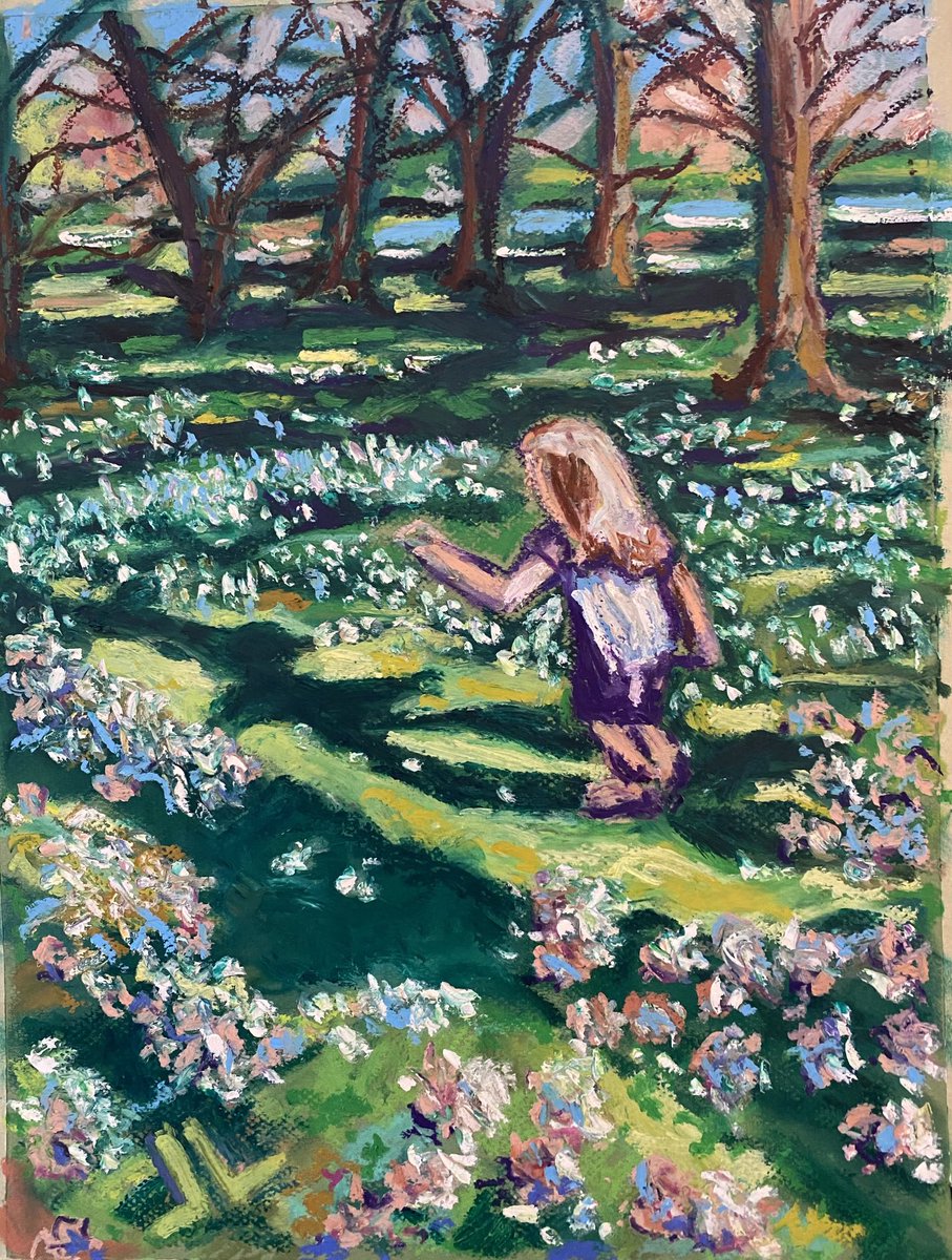 #Spring in #BotanicalGardens #Wellbeing - Oil Pastel on A3 Card