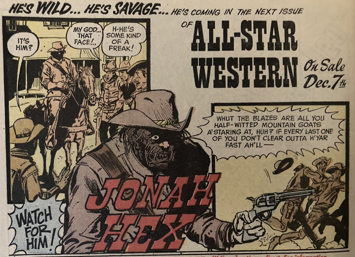 CanadaDaredevil's tweet photo. Early Jonah Hex comic book ad for the All Star Western title #JonahHex #Westerns #DCComics #ComicAds @spyvinyl https://t.co/ij7Cd0Prfj