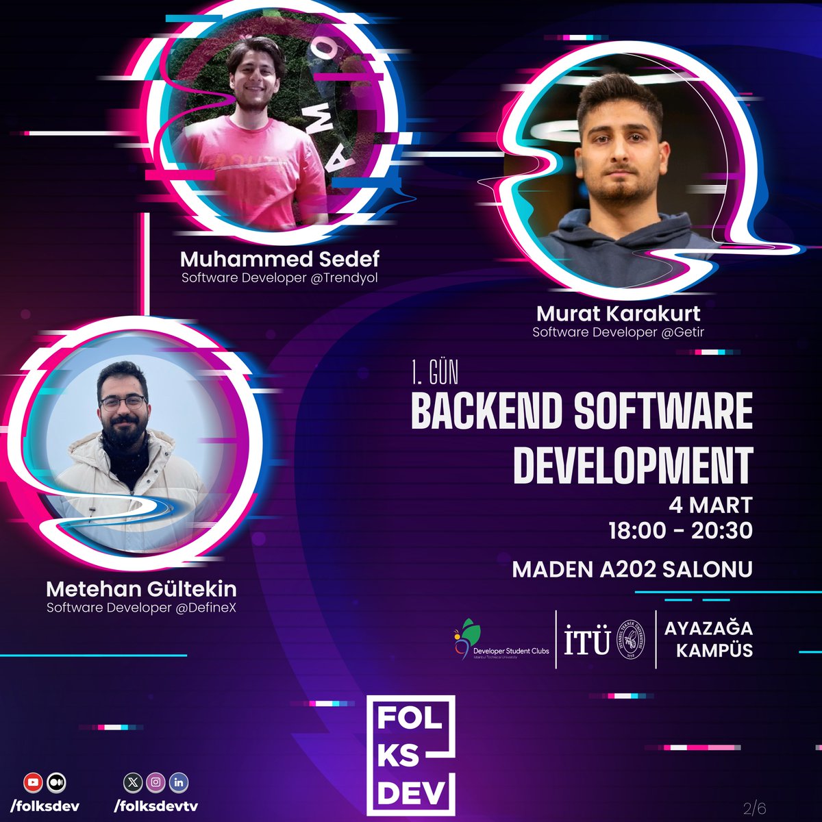 🚀Software Development Summit - Backend Day

📢 Software Development Summit'in ilk günü, Backend Day ile İstanbul Teknik Üniversitesi'nde

💻Katılımcılarımıza backend dünyasında tanıtacak ve bu alanda ilerlemek isteyenlere rehberlik edeceğiz

Katılım için: shorturl.at/oNSZ5
