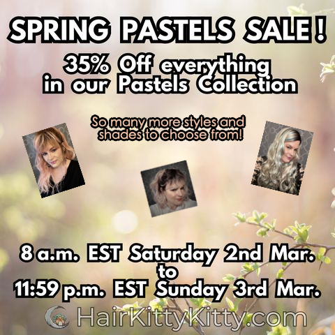 simondsk's tweet photo. Spring Pastels Sale at HairKittyKitty! 35% Off all wigs in the Pastels Collection. Follow my HKK affiliate link showing my referral. Many styles and colors.😍
https://t.co/1O4MqC7y8o
Code at checkout: SpringPastels35
Saturday 3/2/24 @ 8 am - Sunday 3/3/24 @ 11:59 pm @CysterWigs https://t.co/WPXhpQXpj9