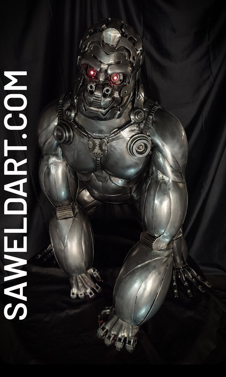 #steelsculpture #handmade #Art #steampunkmetalart  #contemporaryart #mechanic  #photooftheday #Steampunk  #photo #artwork  #primal #metalsculpture #Metal #sculpture #Cyber  #cyberpunk #gorilla #scifi #postapocalyptic #punk #gift #carparts  #recyclingart #steampunksculpture #beast