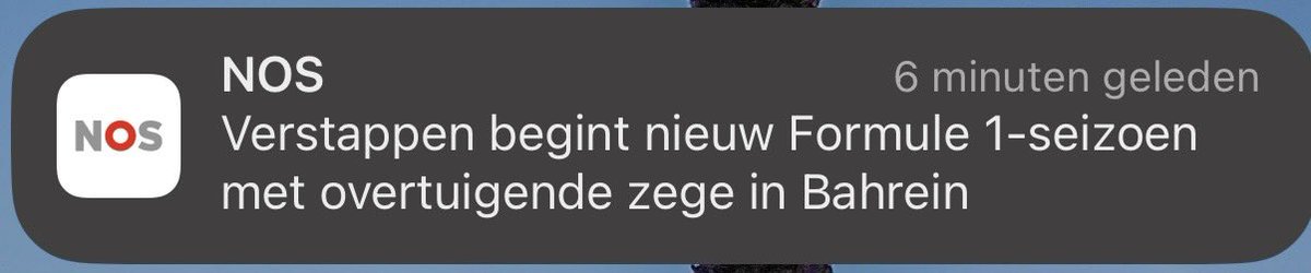 Ik was een klein momentje bang dat <a href="/NOS/">NOS</a> dit jaar geen spoiler alerts zou versturen. Gelukkig niet teleurgesteld. Terwijl het merendeel van de #Formula1 kijkers via een (iets vertraagde) stream kijkt naar de naderende #MaxVerstappen richting de finishlijn weet NOS de uitslag al.