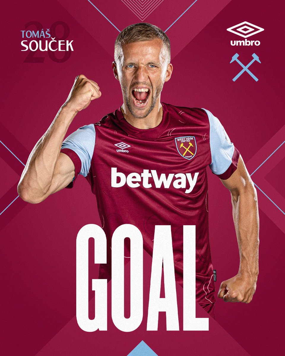 WestHam's tweet image. Tomáš Souček with an absolute STUNNER! 🤯

🔵 1-2 ⚒️ (90+2')
