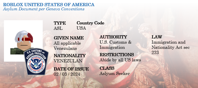 The President has today announced that he will accept the applications for aslyum from the Venezulan Citizens seeking so as long they follow all U.S. Laws.

🇺🇸