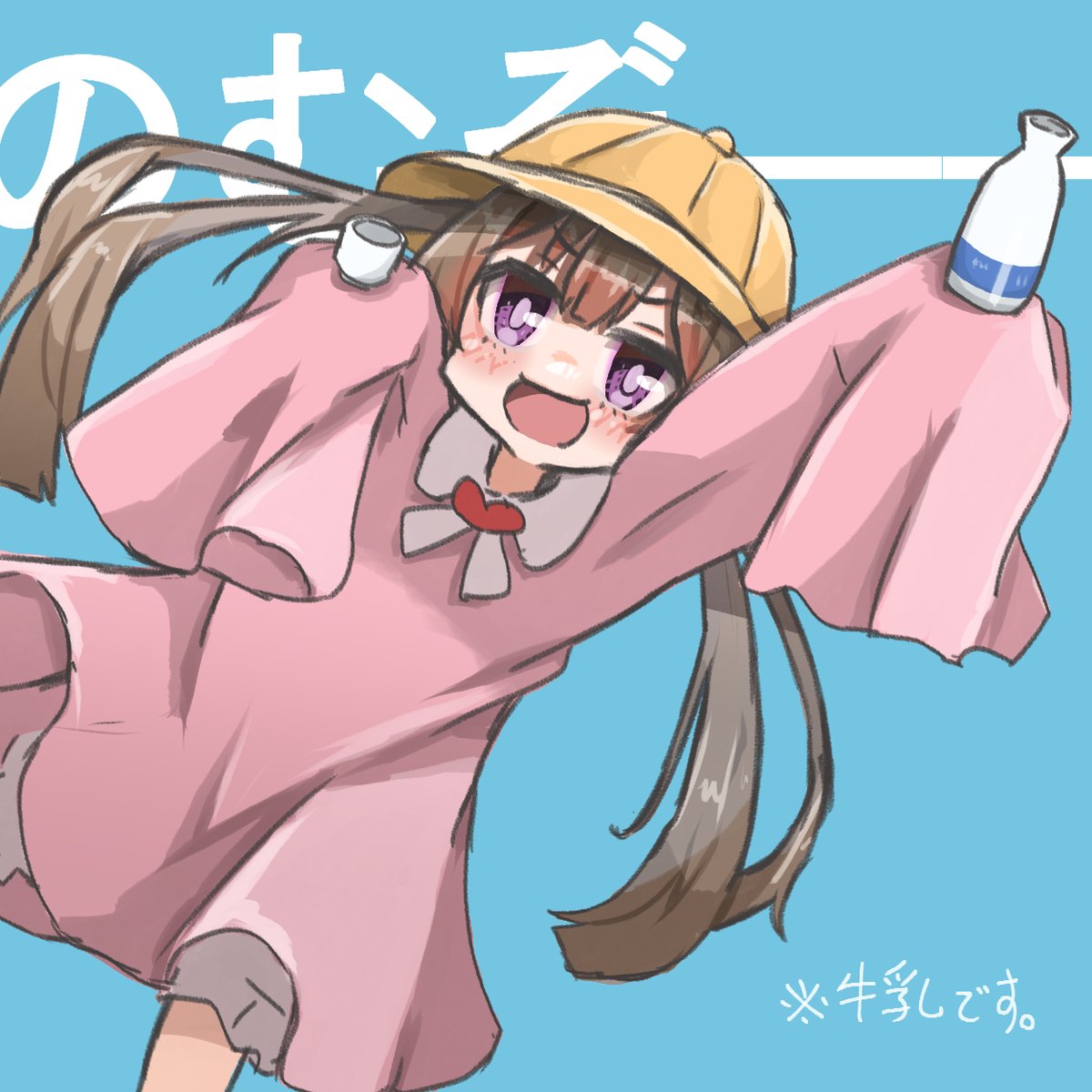 1girl solo sleeves past wrists dress yellow headwear brown hair sleeves past fingers  illustration images