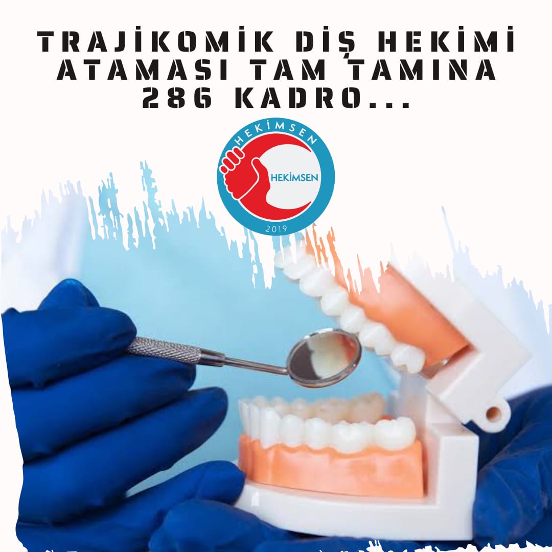 Sağlık Bakanlığı, kamuya açıktan atanacak Diş Hekimi kadro sayısını açıkladı. Bu sayı 286 kişidir. Öğretim görevlisi ve eğitim hastanesi bile olmadan, sürekli yenisi açılan merdiven altı diş hekimliği fakültelerinden her yıl binlerce diş hekimi mezun edilmesi sonucu, 20.000 adet